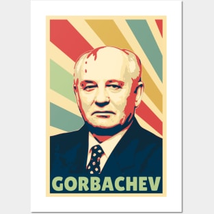 Mikhail Gorbachev Vintage Colors Posters and Art